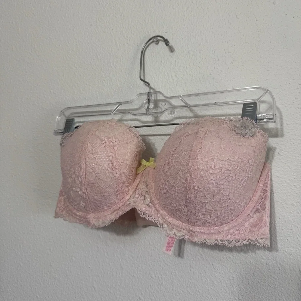Victoria's‎ Secret LIght Pink Lace Strapless Push Up Bra Womens Size 34DD